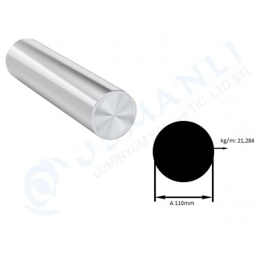 Alüminyum dolu çubuk çap 110mm